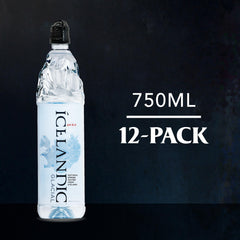 Icelandic Glacial detalle de botella 750 mL que resalta textura y diseño inspirada en glaciares