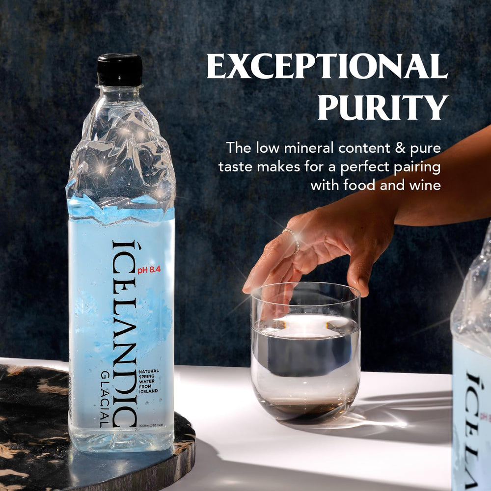 Icelandic Glacial varias botellas en caja listas para envío mostrando almacenamiento práctico