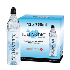 Icelandic Glacial pack frontal de 12 botellas mostrando la presentación y conveniencia