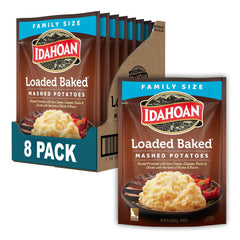 Idahoan pouch frontal mostrando marca y formato práctico para preparación rápida