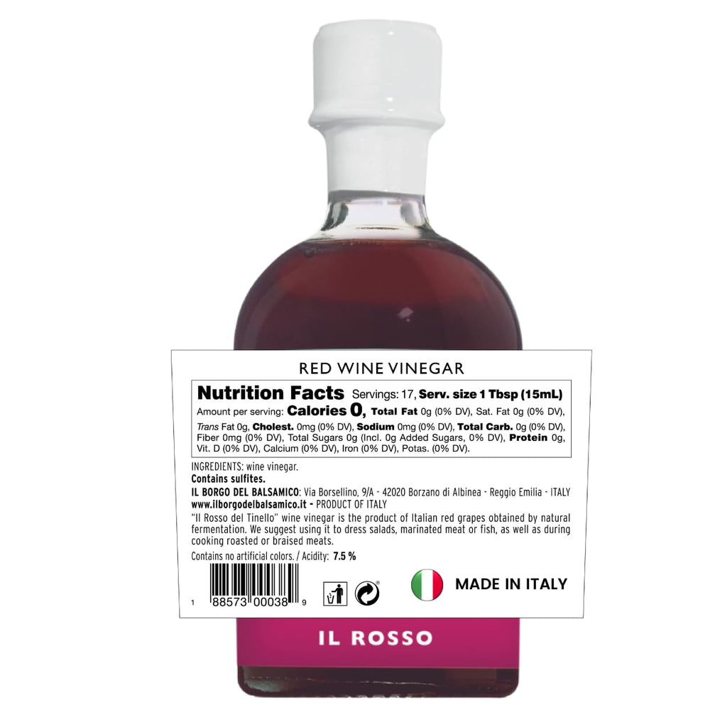 IL TINELLO textura rubí del vinagre mostrando color y claridad