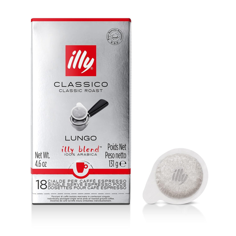 illy empaque frontal mostrando 18 cápsulas, conveniencia y frescura