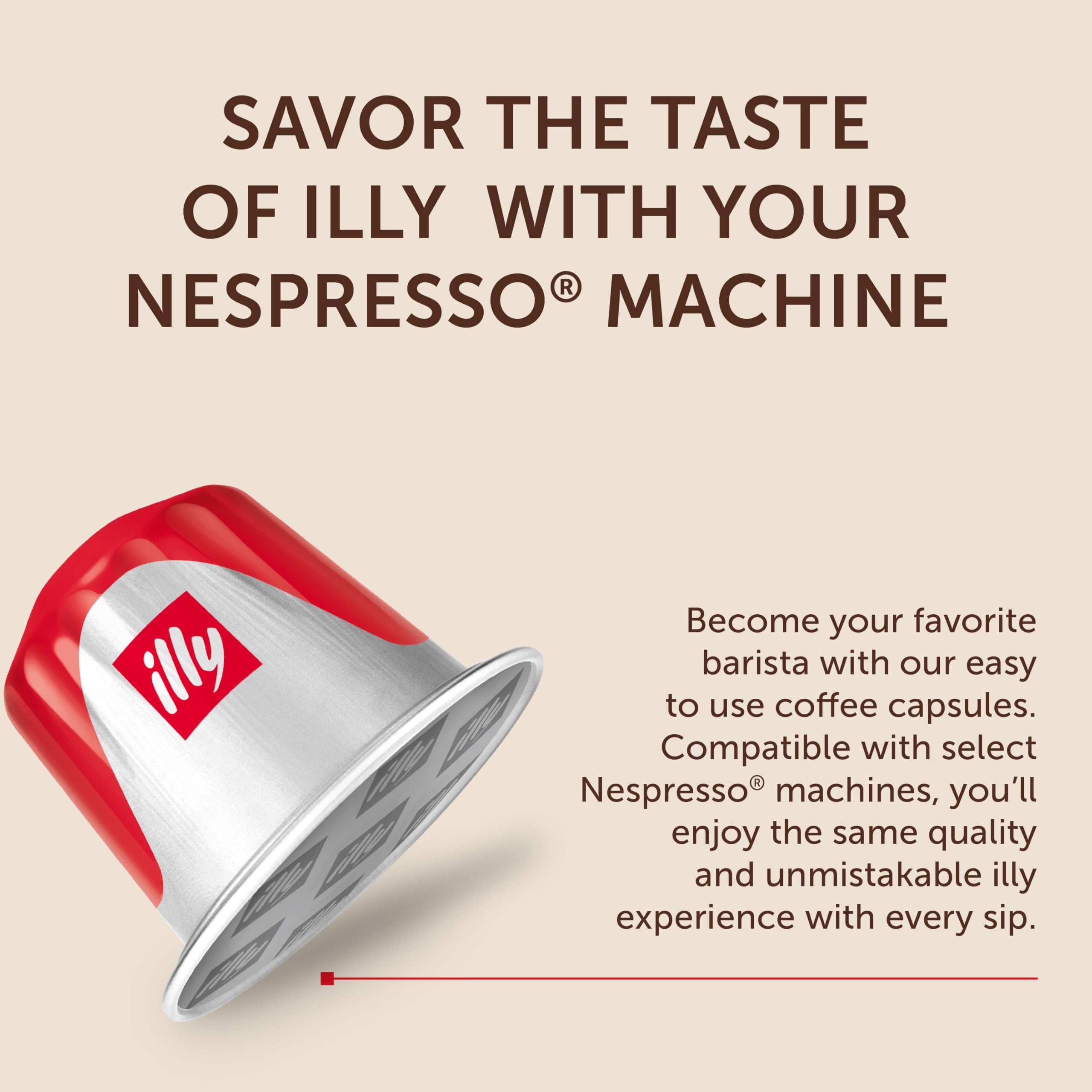 illy cápsula insertada en máquina Nespresso, extracción consistente