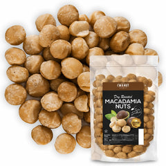 I'm A Nut empaque frontal de macadamias tostadas con sal para identificación rápida
