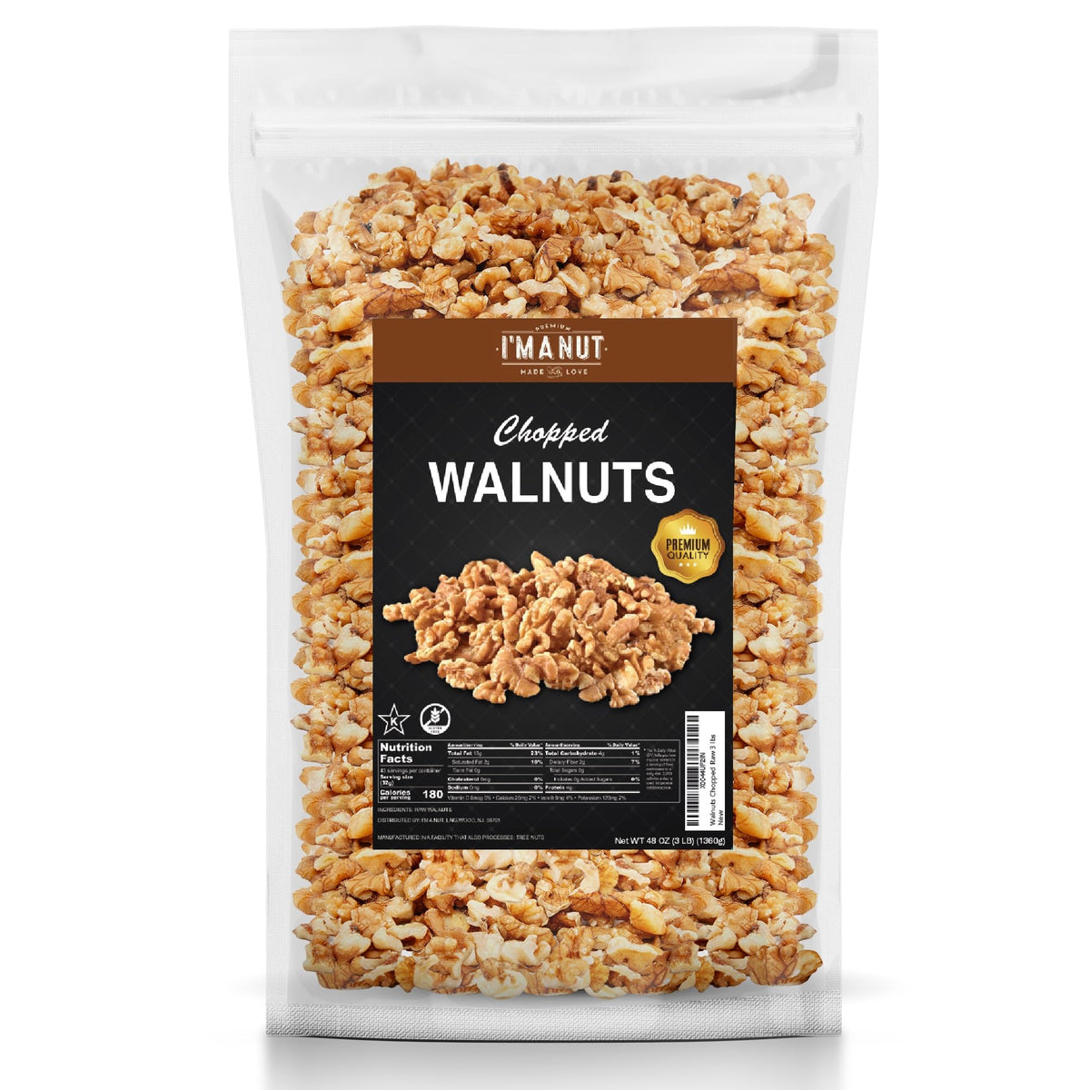 I'm A Nut paquete frontal mostrando 48oz y calidad fresca