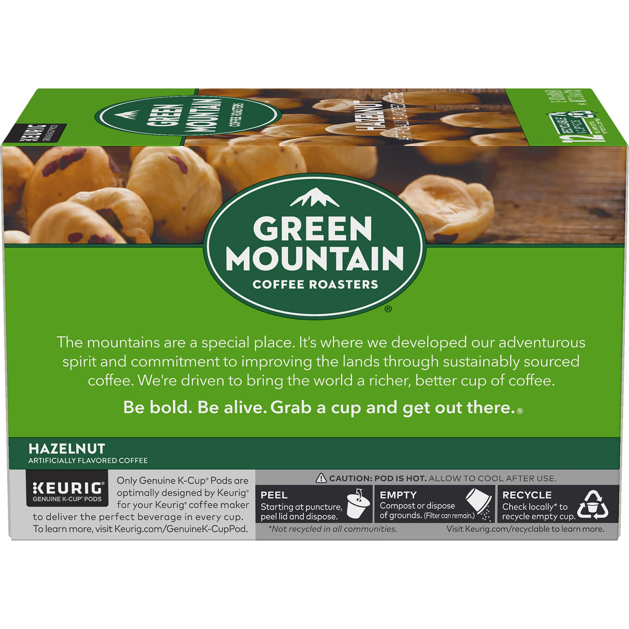 Caja de cápsulas Green Mountain Coffee Roasters Hazelnut, vista posterior