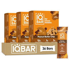 IQBAR empaque frontal Peanut Butter Chip mostrando certificación Clean Label