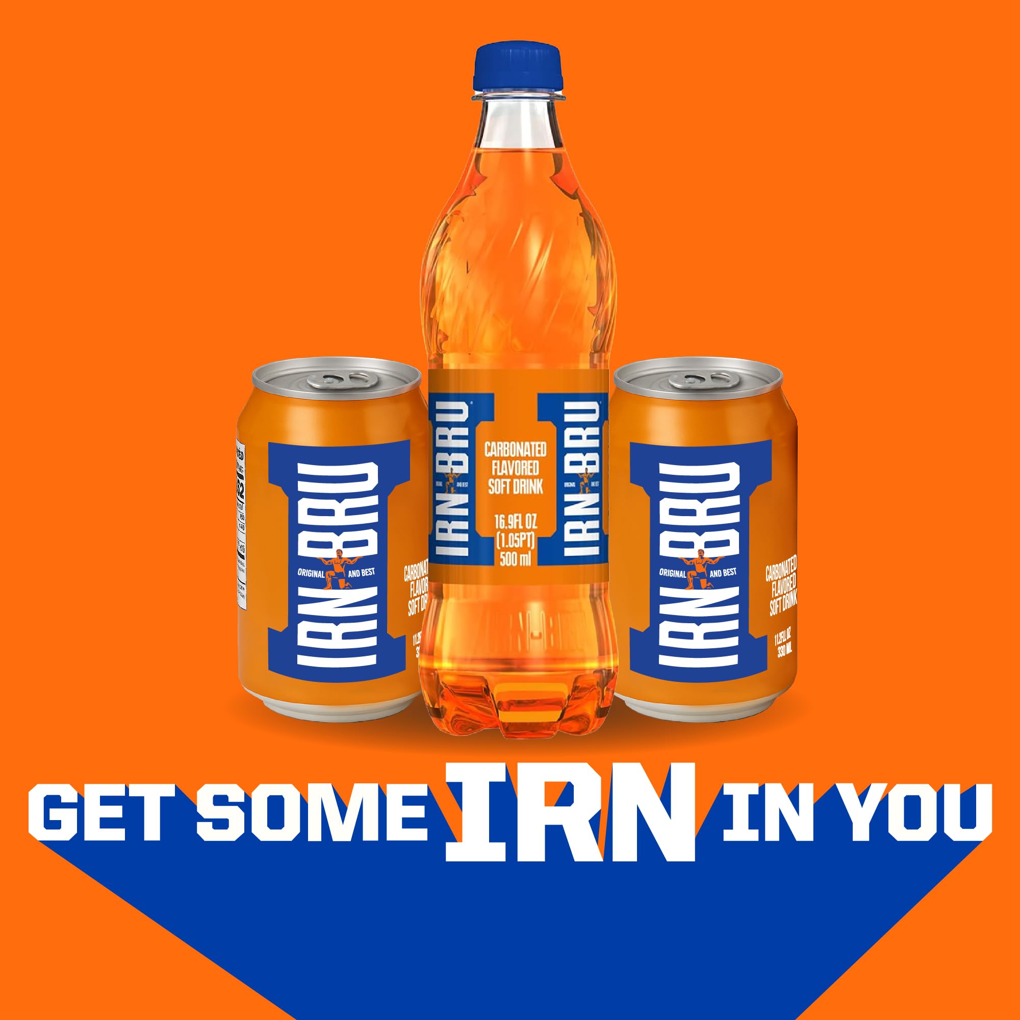 IRN-BRU lata junto a snacks mostrando maridaje y contraste
