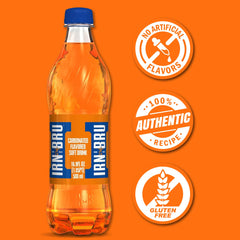 IRN-BRU vaso vertido con hielo mostrando refresco burbujeante