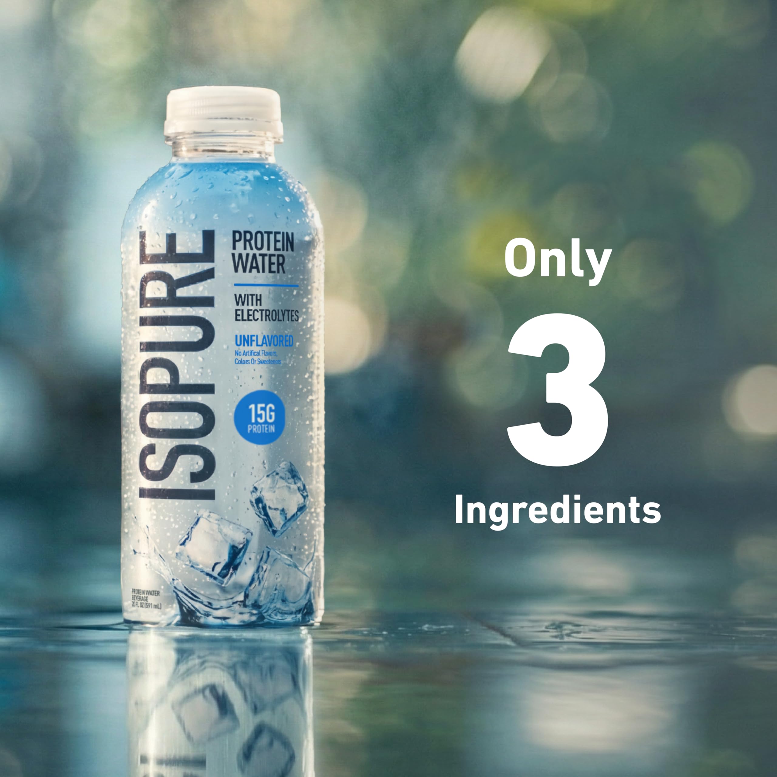 Isopure líquido transparente destacando textura ligera y refrescante