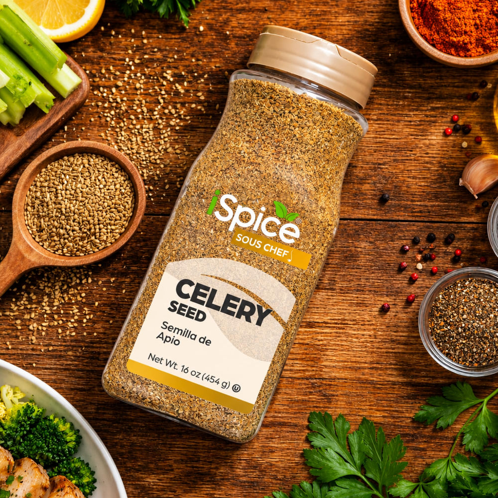 iSpice frasco en ambiente de cocina con ingredientes, inspira uso cotidiano