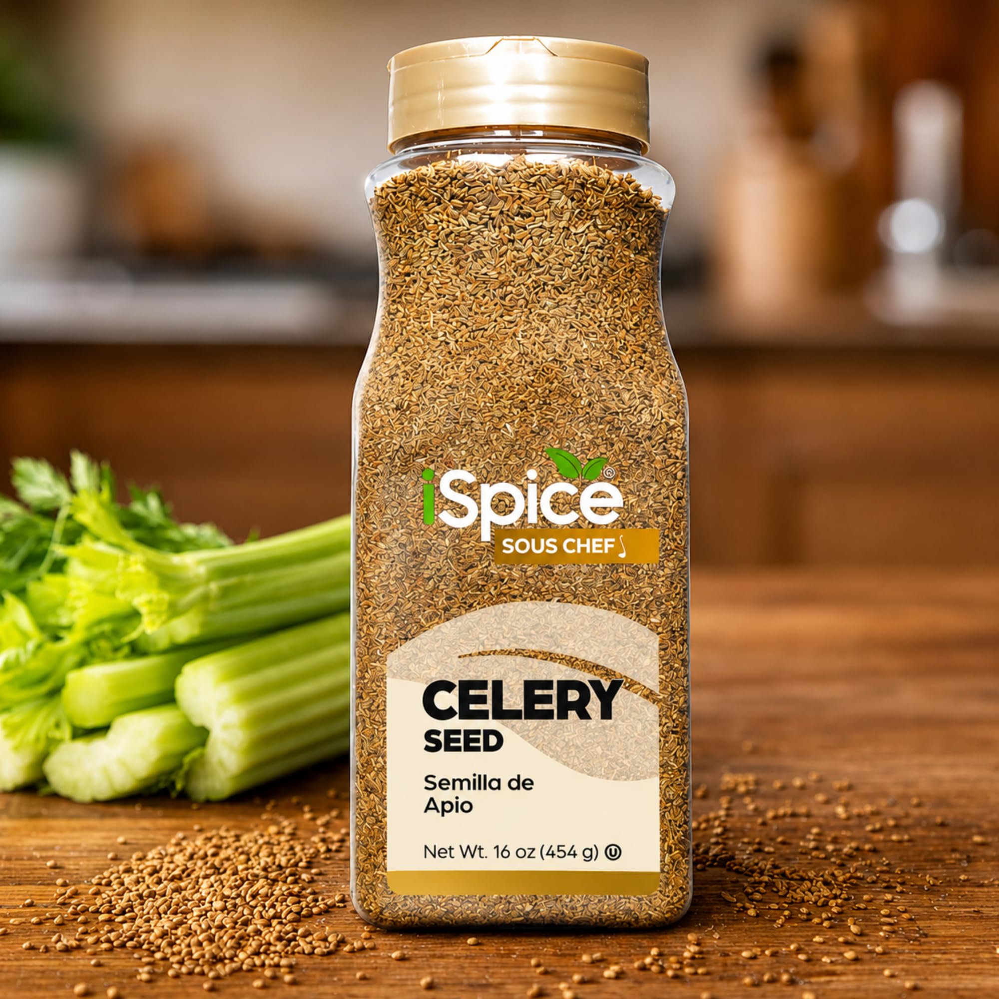iSpice frasco en mano para comparar tamaño de 16 oz, ideal a granel