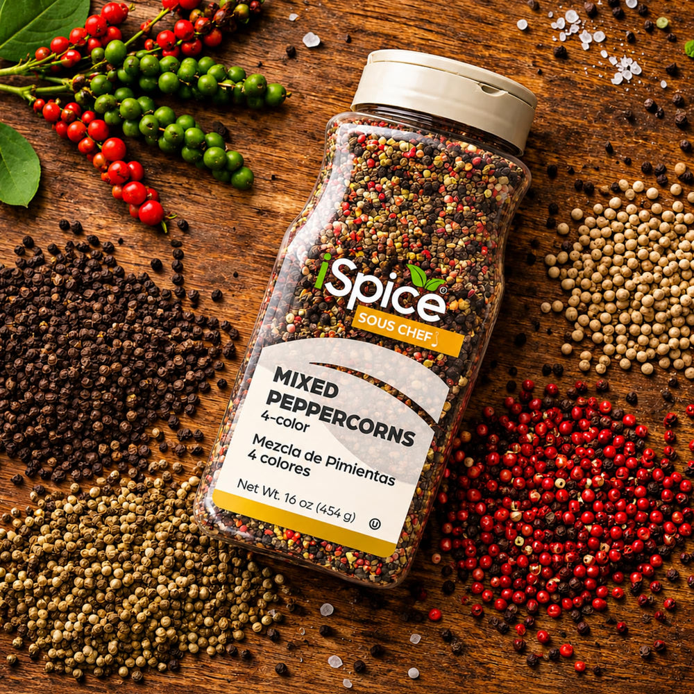 iSpice frasco abierto con granos enteros exhibiendo calidad y aroma preservado