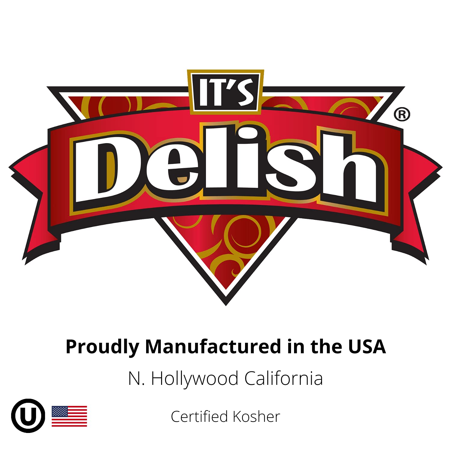 It's Delish etiqueta con certificaciones Kosher y sin gluten