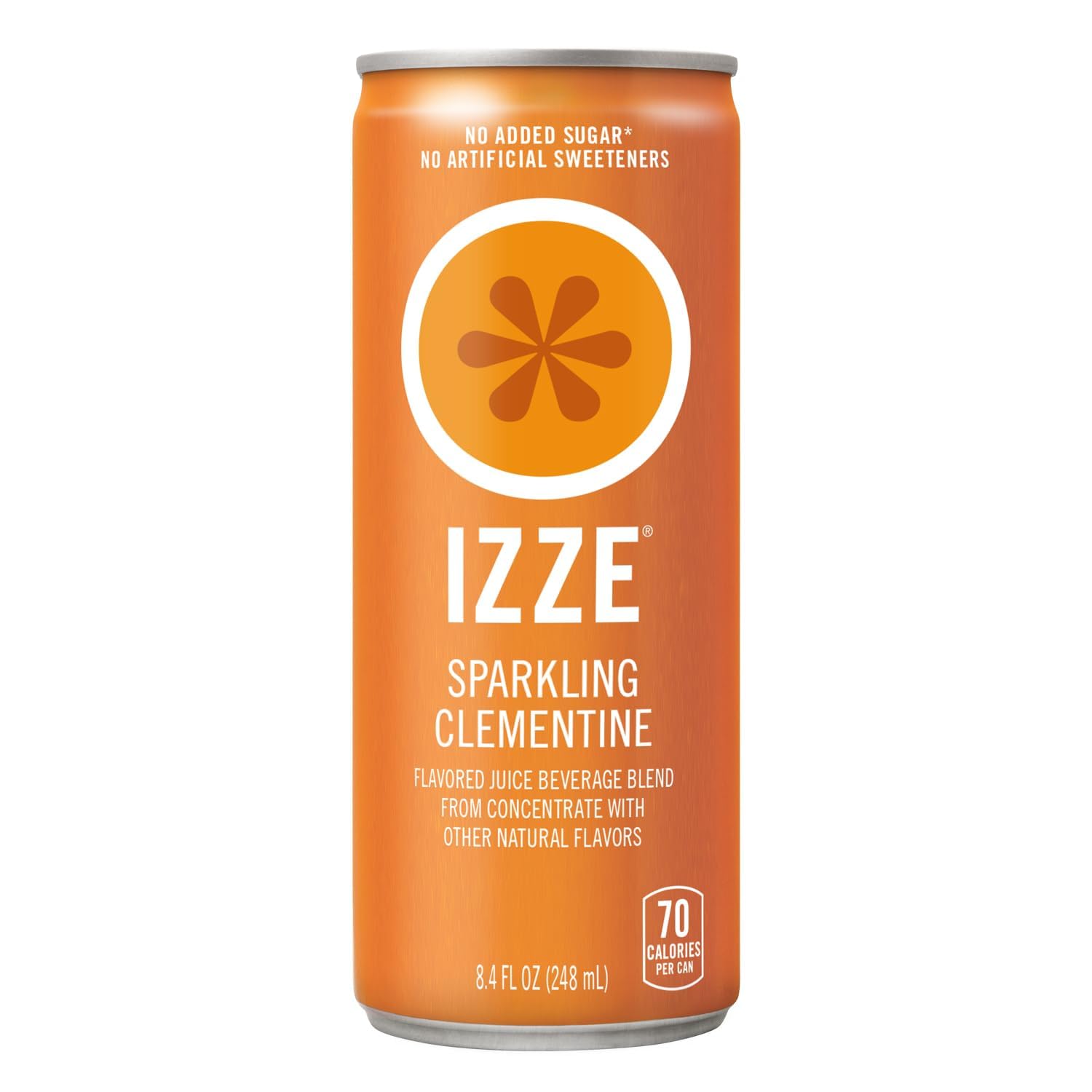 IZZE etiqueta con ingredientes destacando jugo real y sin azúcares añadidos