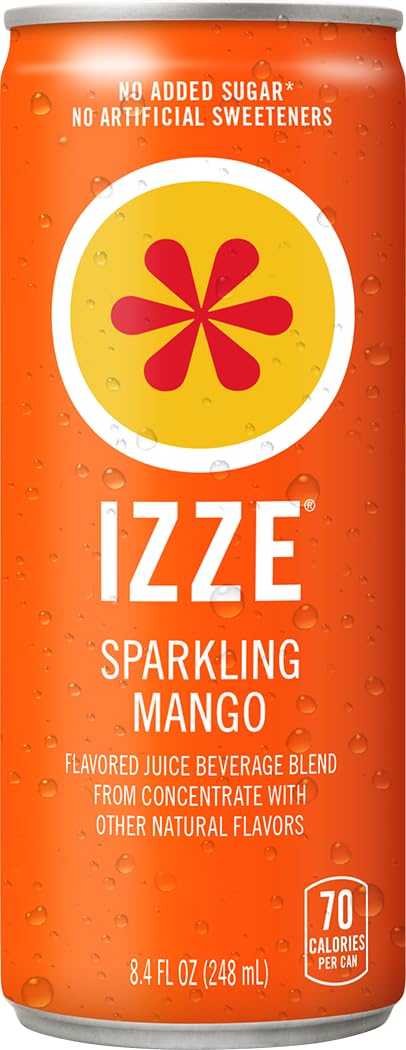 IZZE latas sobre mesa ilustrando variedad y conveniencia para reuniones