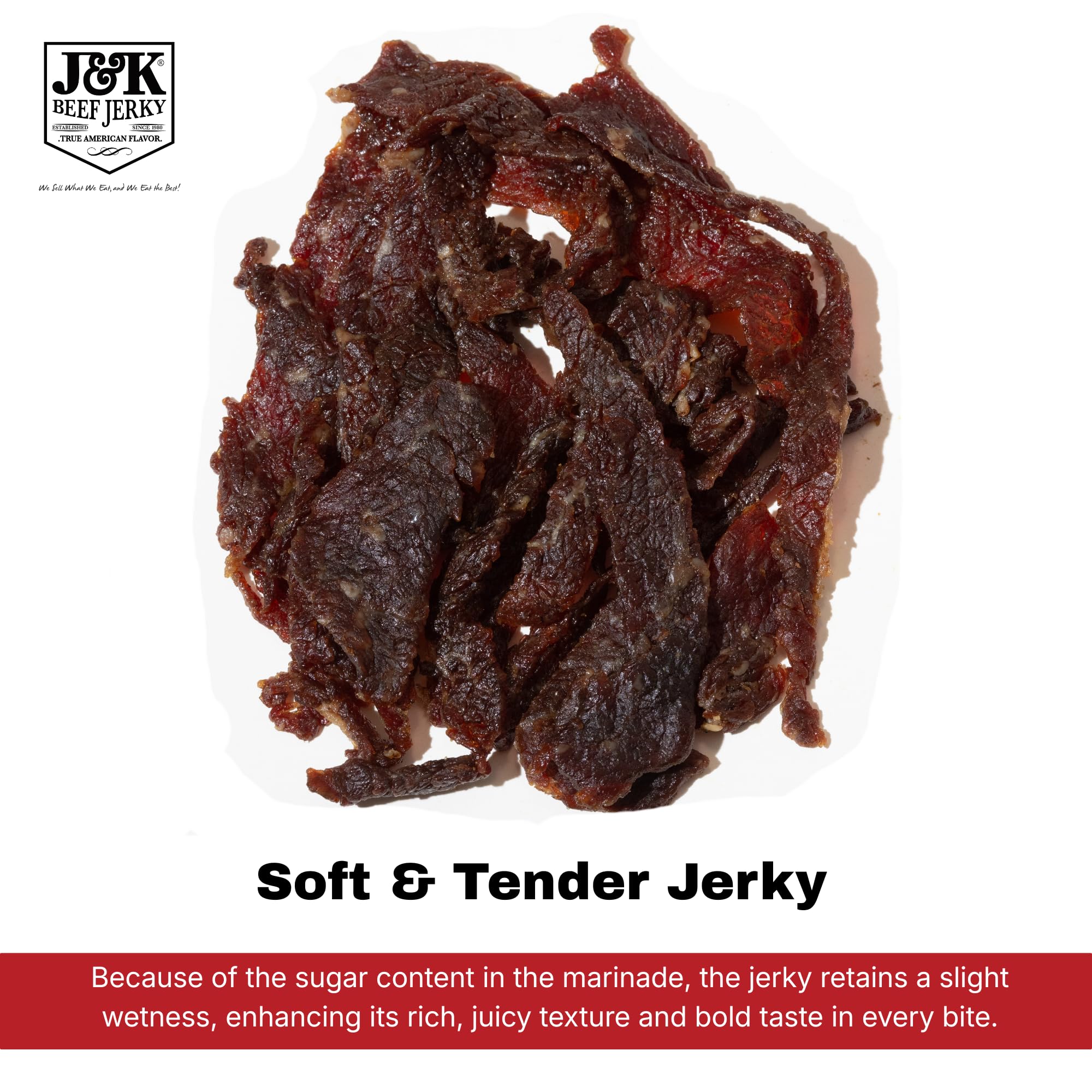 J&K Beef Jerky en picnic al aire libre complemento proteico portátil