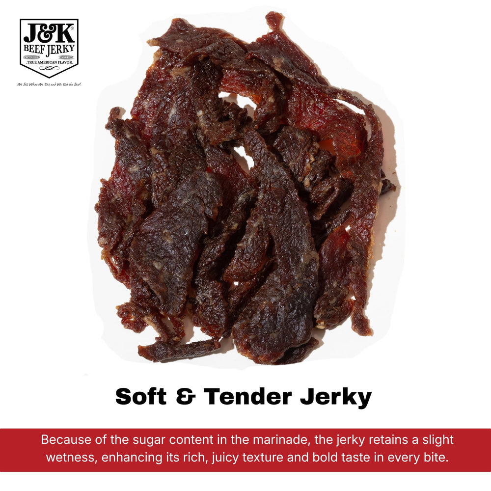 J&K Beef Jerky en picnic al aire libre complemento proteico portátil