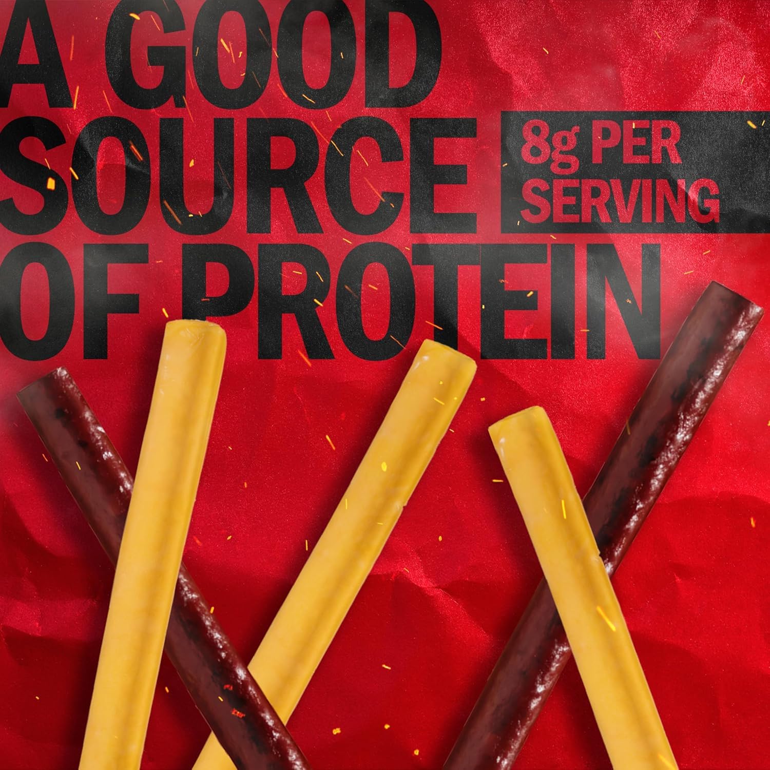 Jack Link's close-up del cheese stick mostrando textura cremosa