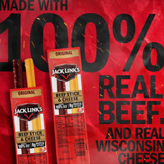 Jack Link's paquete abierto con beef y cheese sticks listos para comer