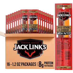 Jack Link's vista frontal del paquete mostrando unidades individuales y conveniencia