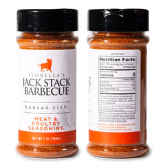 Cierre de etiqueta Jack Stack mostrando ingredientes y origen Kansas City
