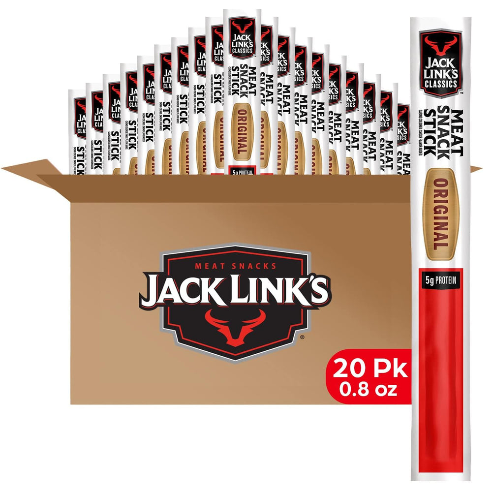 Jack Link's empaque frontal mostrando 20 palitos y beneficio de proteína