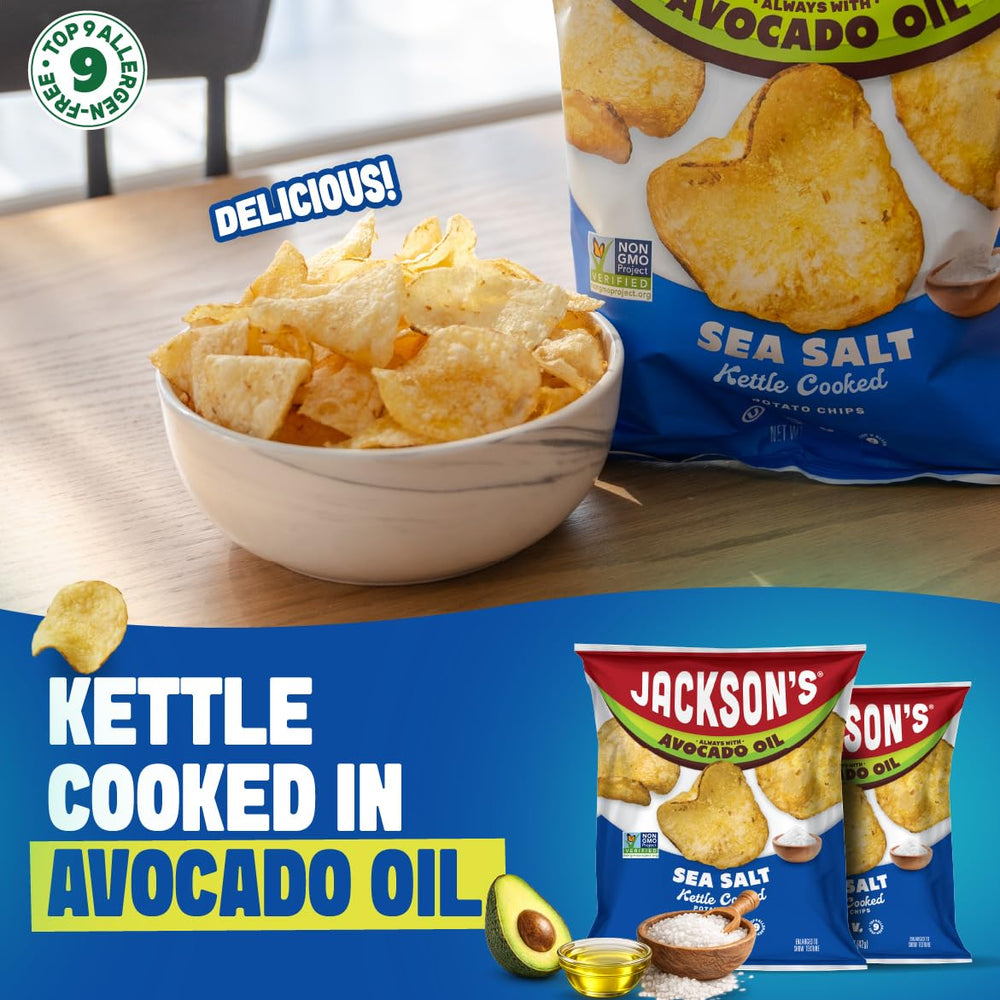 Jackson's etiqueta de ingredientes resaltando aceite de aguacate y no transgénico