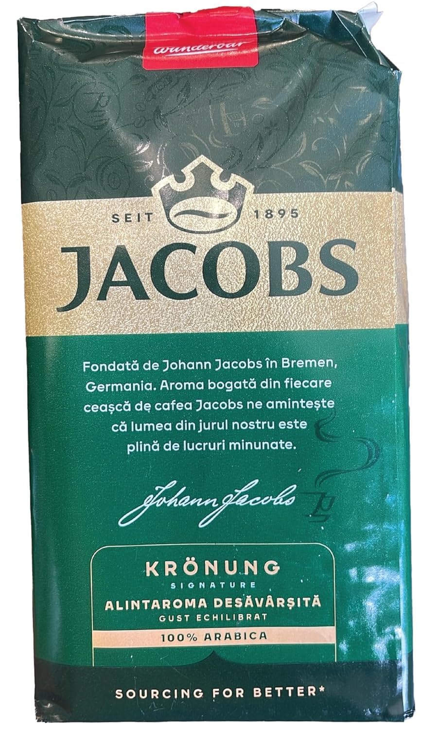 Jacobs comparación de tamaño del envase para visualizar porciones
