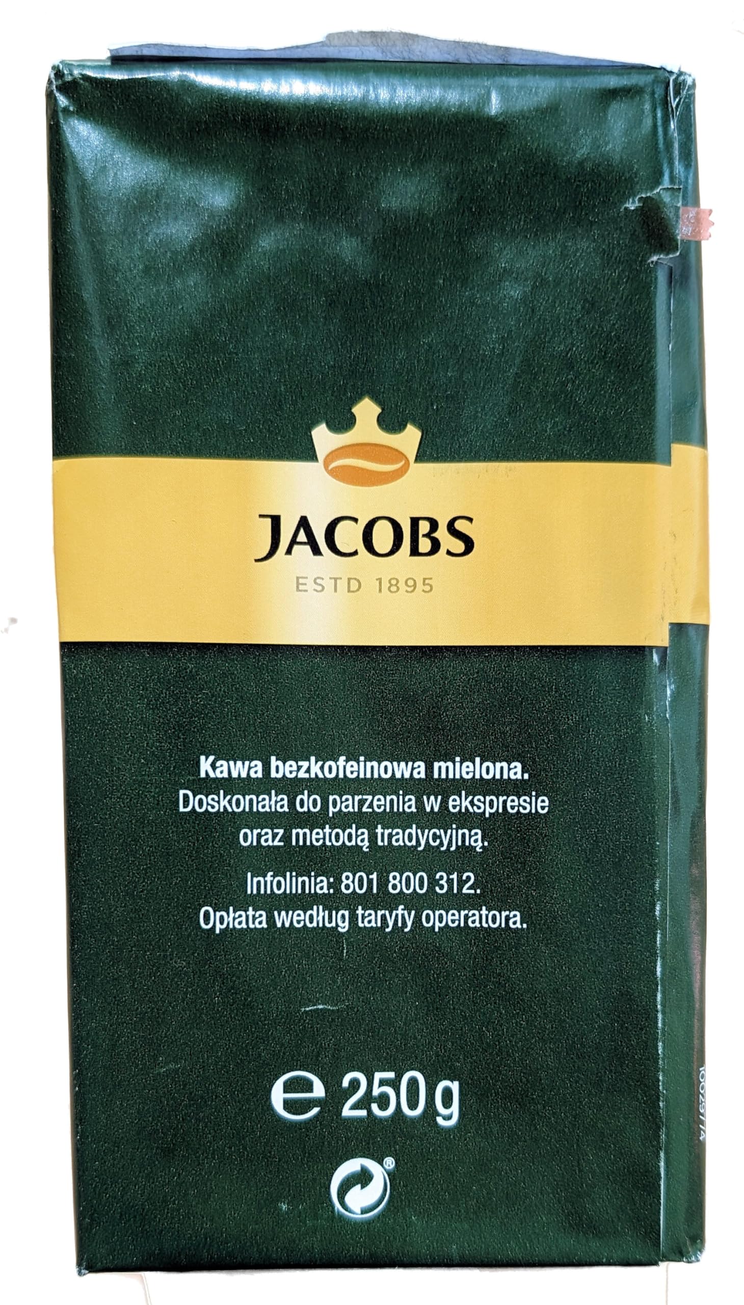 Jacobs Kronung bolsa 250 g junto a taza para comparar tamaño práctico