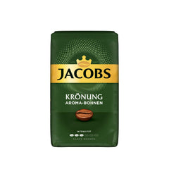 Jacobs Krönung frente del paquete mostrando el sello alemán y ventaja de sabor consistente