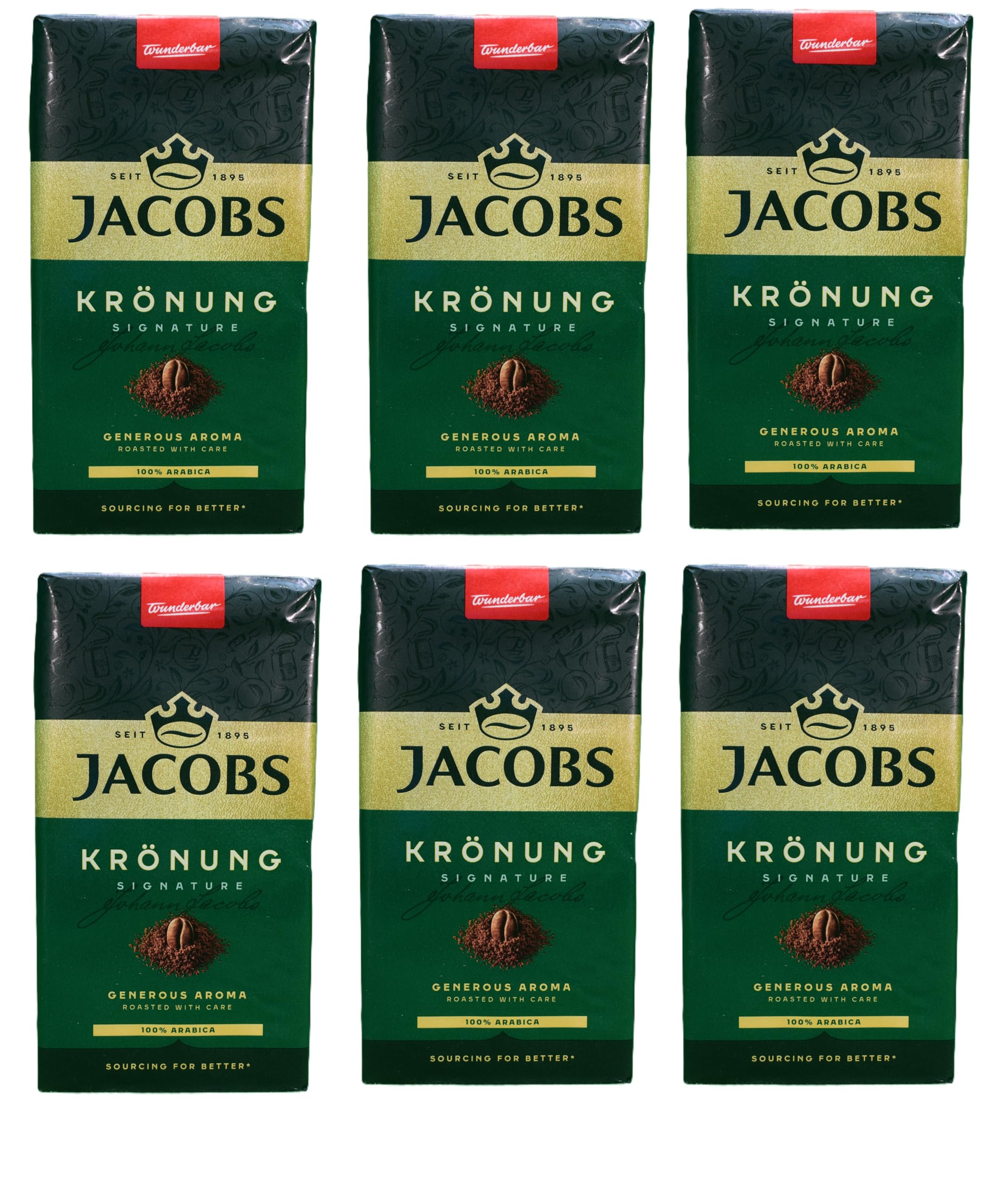 Jacobs Kronung frente del paquete mostrando diseño y conveniencia de compra