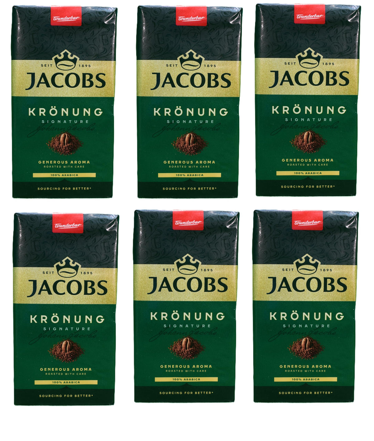 Jacobs Kronung frente del paquete mostrando diseño y conveniencia de compra