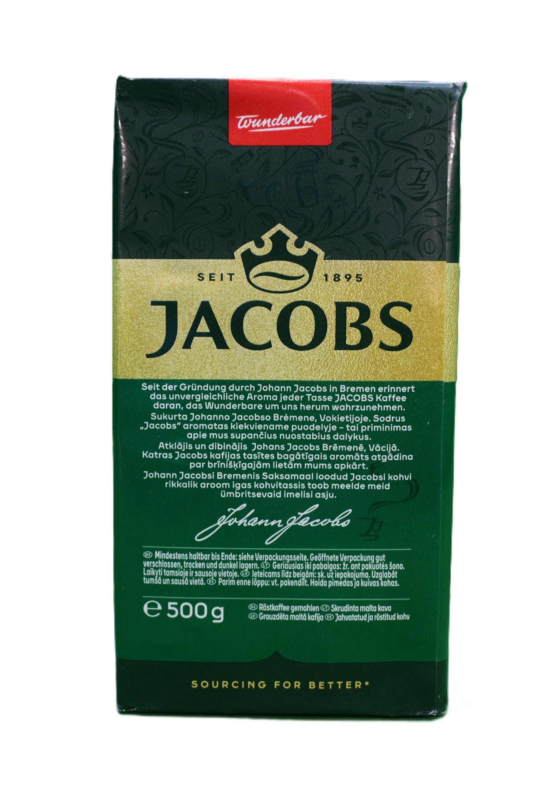 Jacobs Kronung taza servida con vapor que sugiere sabor cálido y reconfortante