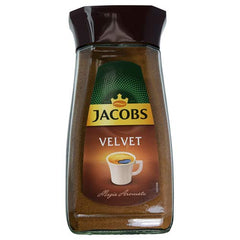 Jacobs Velvet frasco frontal mostrando etiqueta y cantidad 200 g, ideal para despensa
