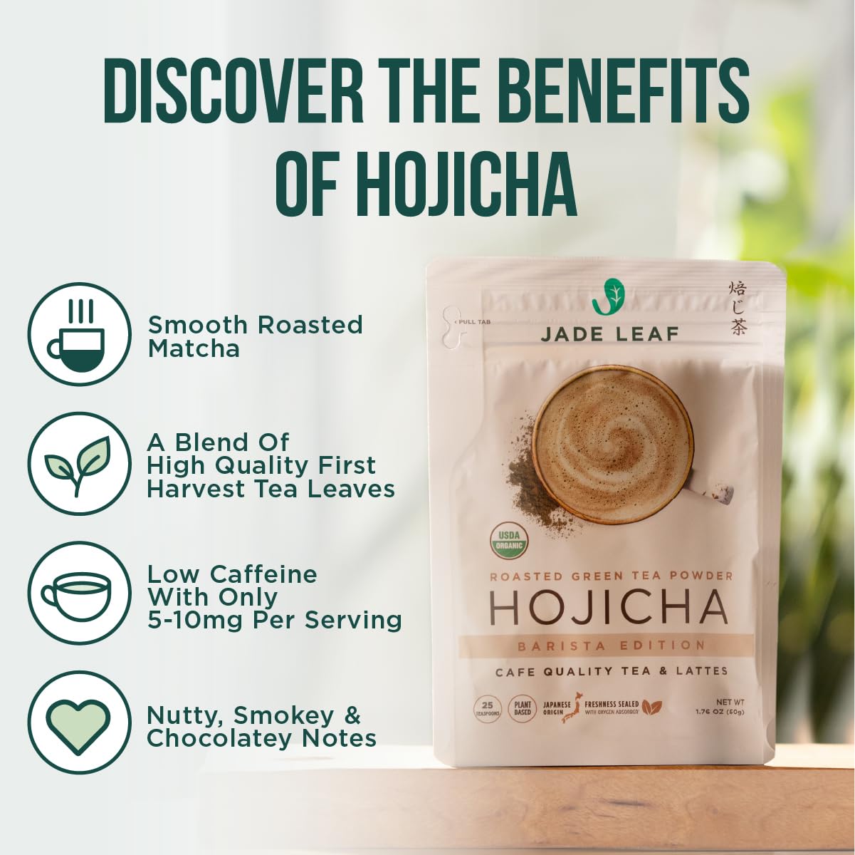 Jade Leaf polvo en cucharada listo para mezclar en bebidas