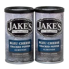 Jake's Nut Roasters lata frontal bleu cheese y pimienta, presentación atractiva