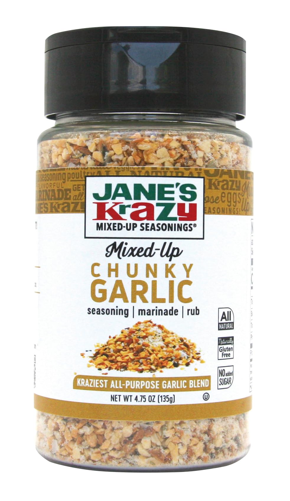 Jane's Krazy textura con copos de ajo visible para sabor intenso