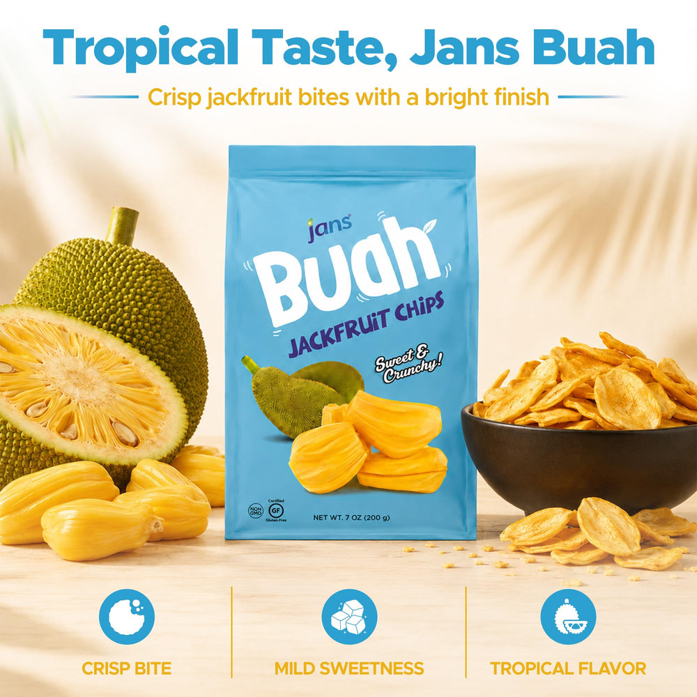 Jans chips en ambiente de playa evocando origen tropical