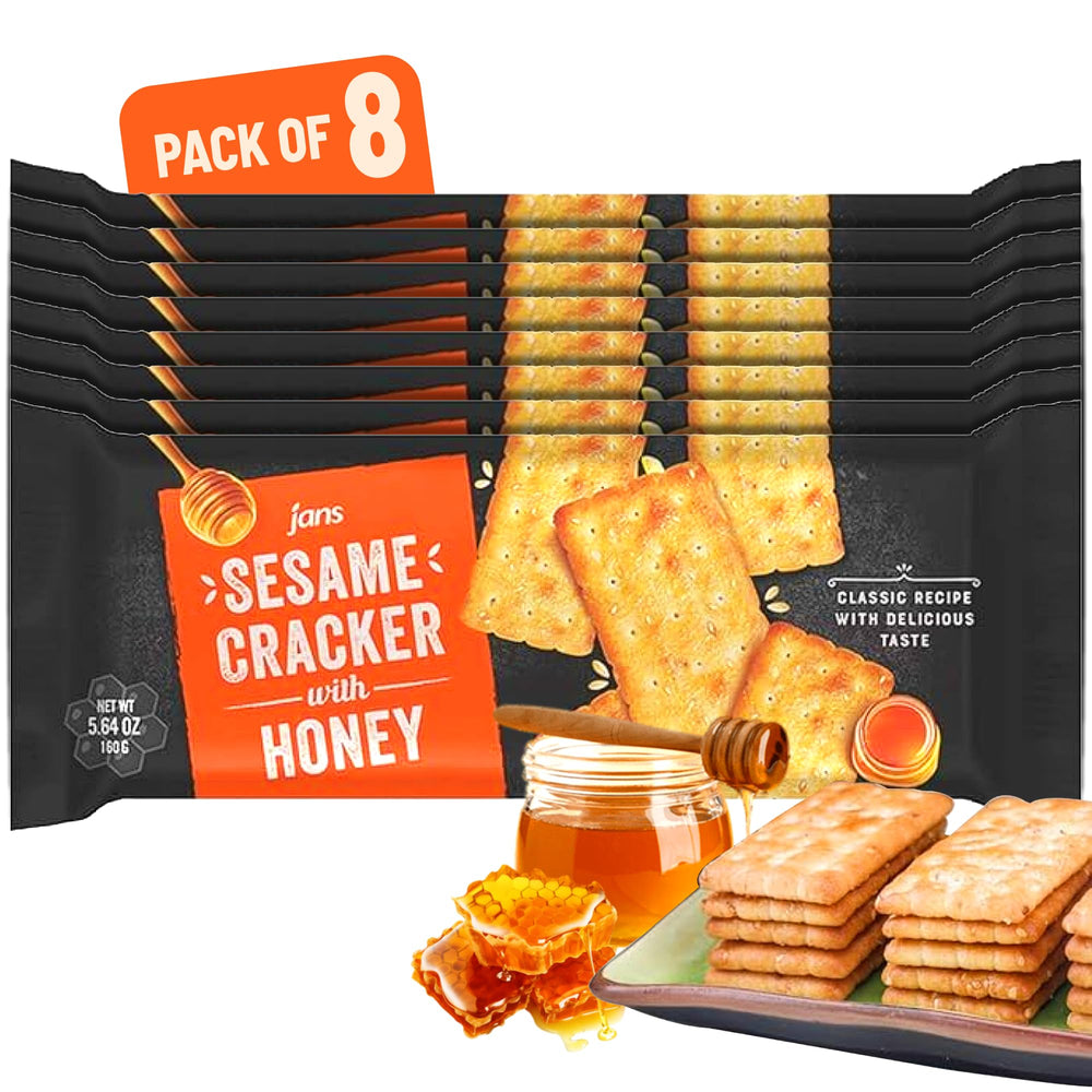 Jans galletas de sésamo con miel frente del empaque mostrando marca y diseño