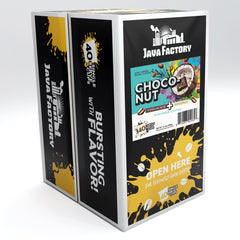 Java Factory cápsula primer plano que revela el sello y facil preparación