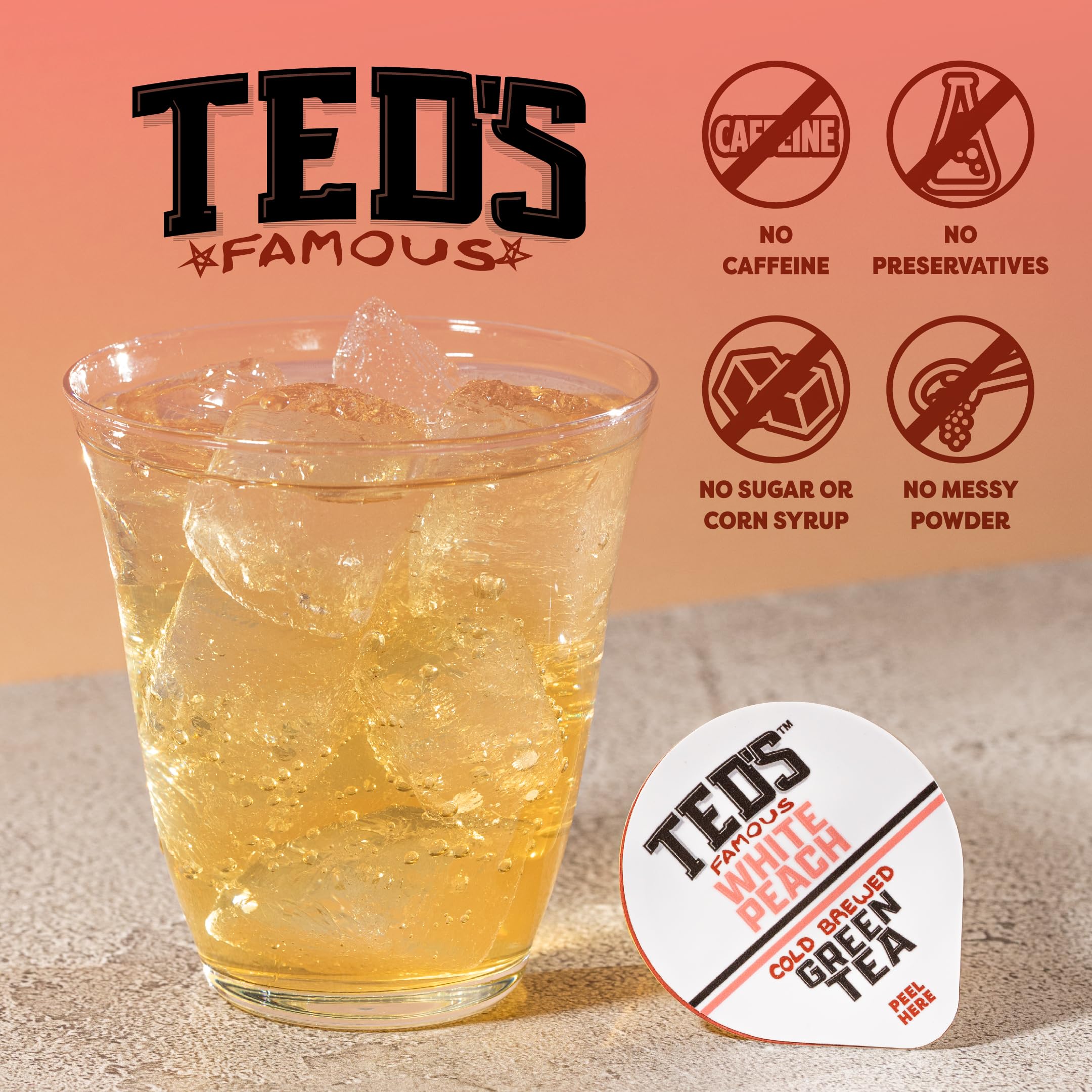 Java House etiqueta de Ted's Tea con información nutricional y contenido de cafeína