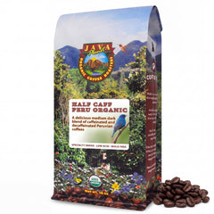 Java Planet bolsa frontal mostrando etiqueta orgánica y beneficio de frescura
