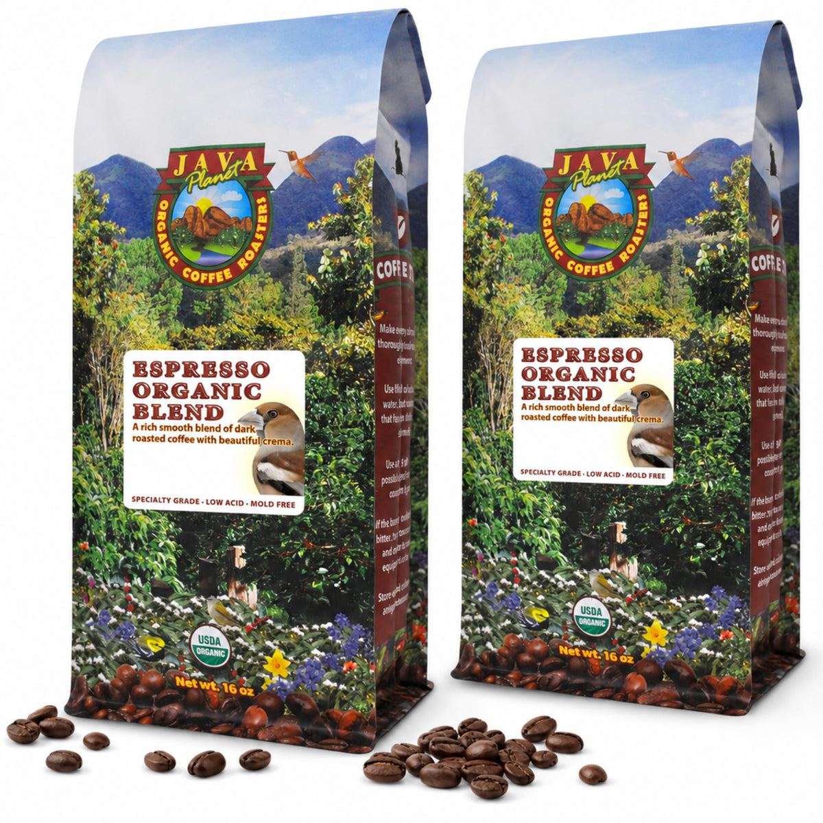 Java Planet frente del empaque mostrando tamaño y marca, garantía de calidad