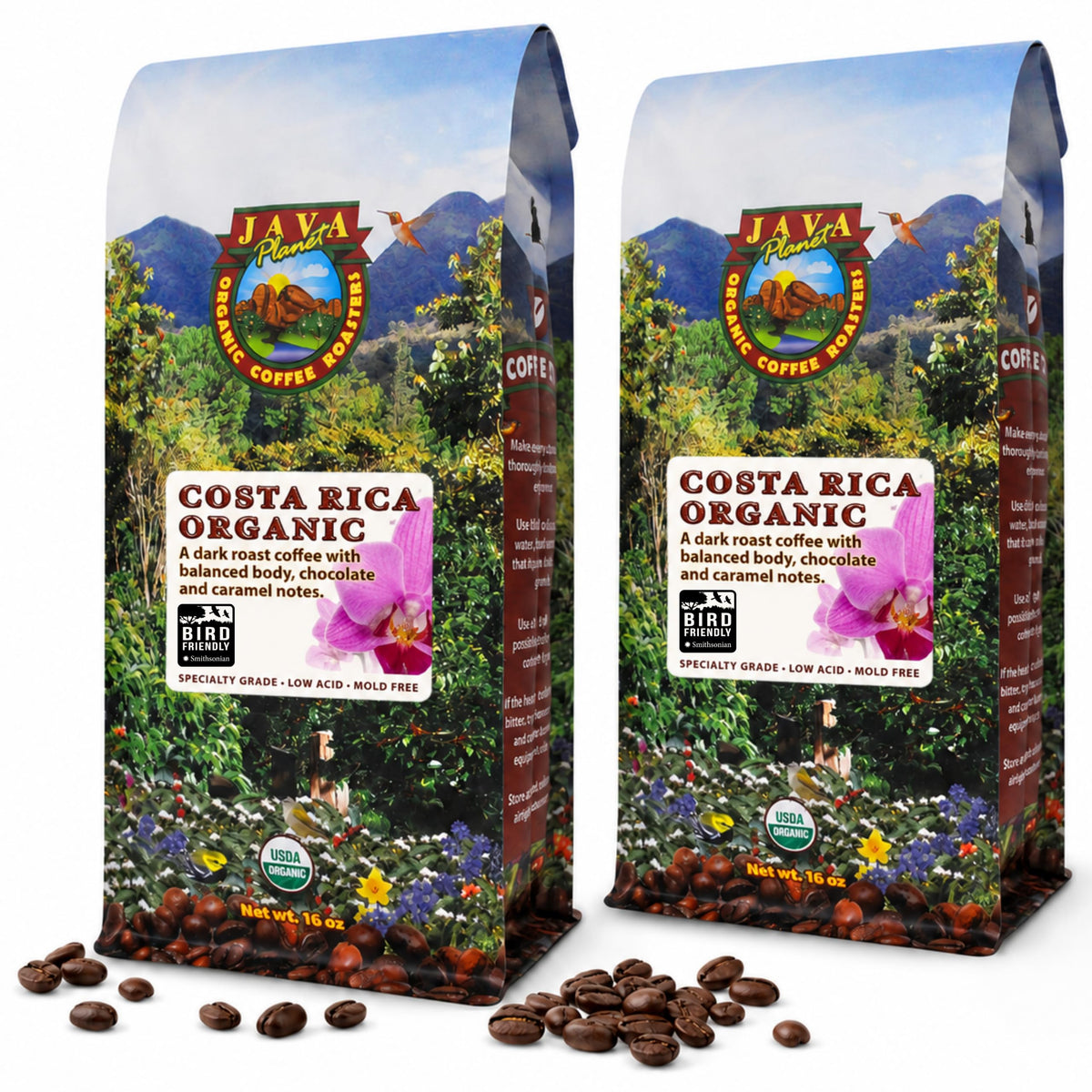 Java Planet frente del empaque 32 oz mostrando frescura y cantidad