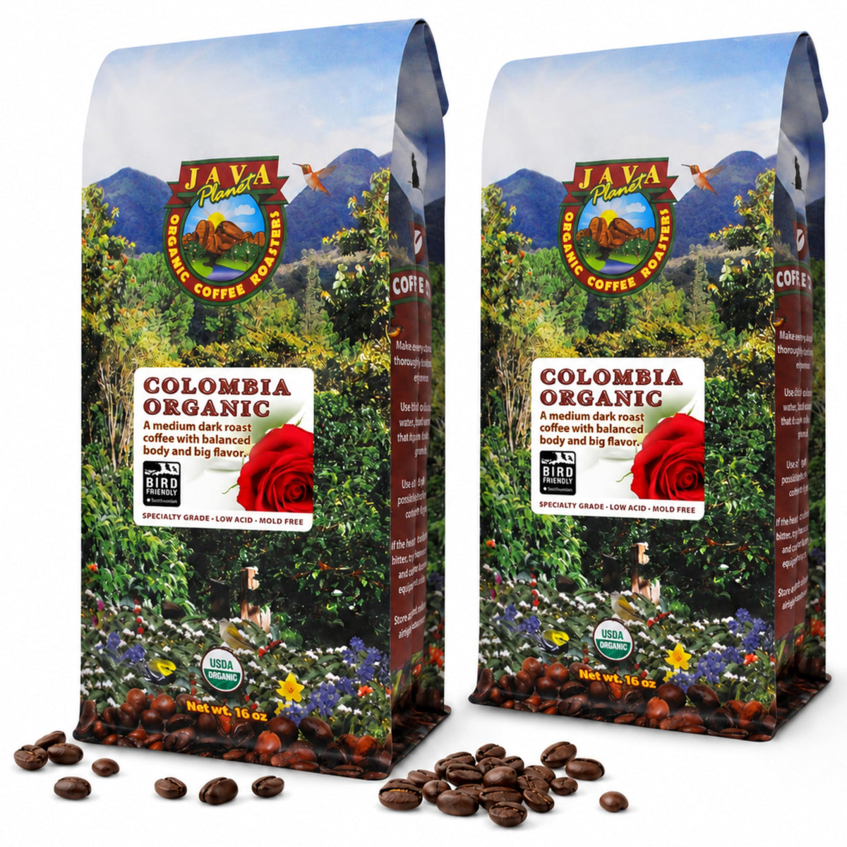 Java Planet paquete frontal 32oz mostrando diseño y tamaño útil