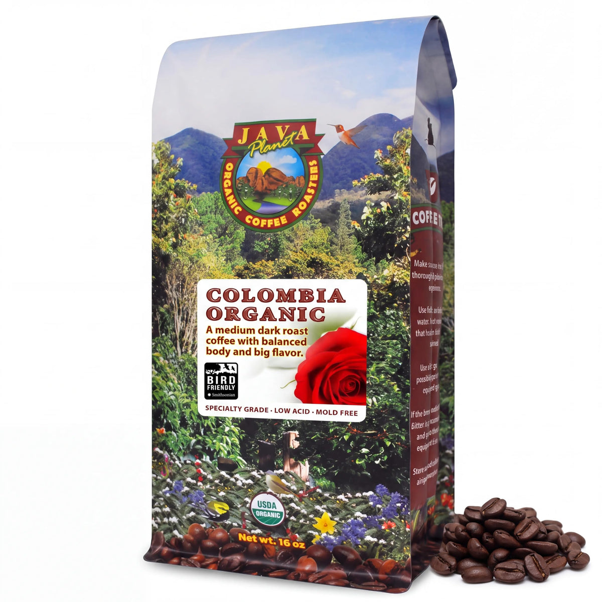 Java Planet paquete frente mostrando 16 oz y diseño limpio, transmite confianza