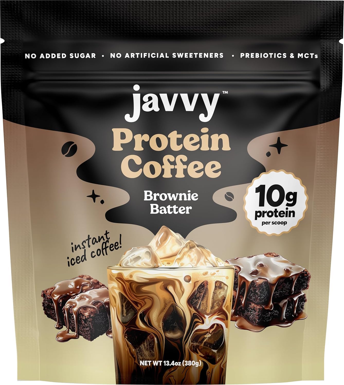 Javvy Brownie Batter V3 frente del empaque mostrando sabor clásico para cold brew