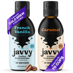 Javvy vista frontal del envase mostrando diseño y sabor vainilla caramelo