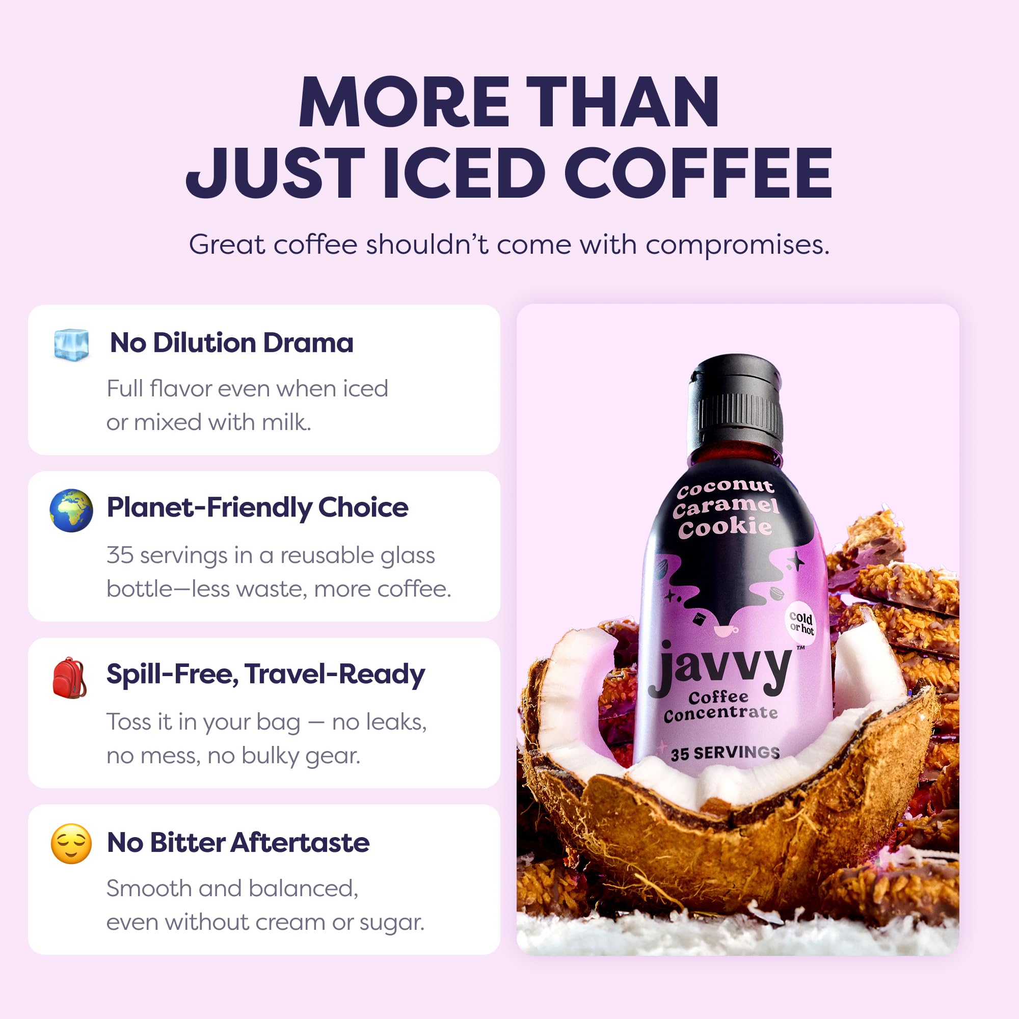 Javvy latte cremoso con espuma, excelente para bebidas con leche y presentación café